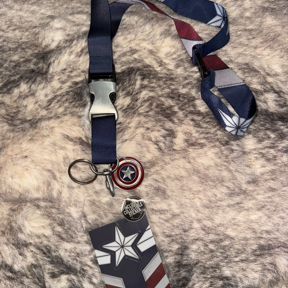 Avengers  Blue and Red Star Lanyard with Badge Holder